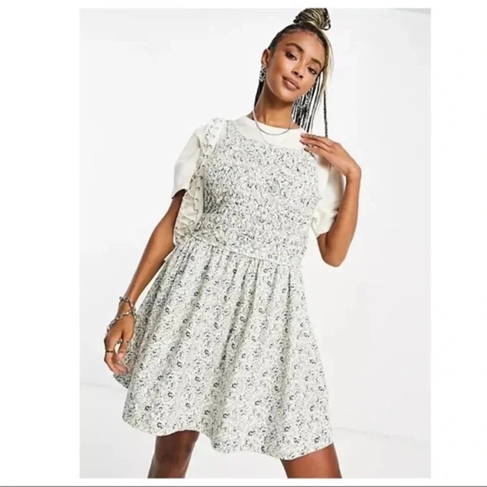 FREE PEOPLE BOHO FLOWY MINI DRESS BOHEMIAN PRINT POCKETS A3C - Picture 2 of 16